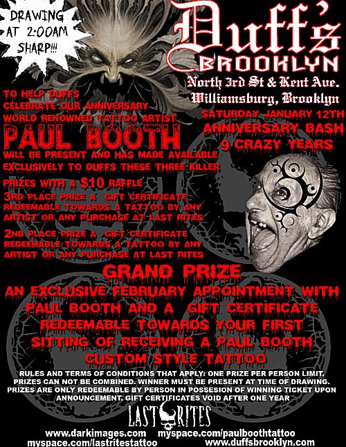 DUFF'S ANNIVERSARY PARTY: SATURDAY THE 12TH WITH PAUL BOOTH