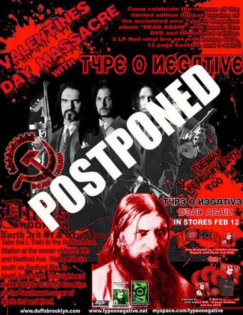 Type O Negative Party Postponed