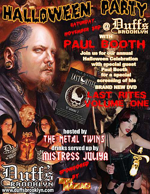 Duff's Annual Halloween Party, Saturday, November 3rd